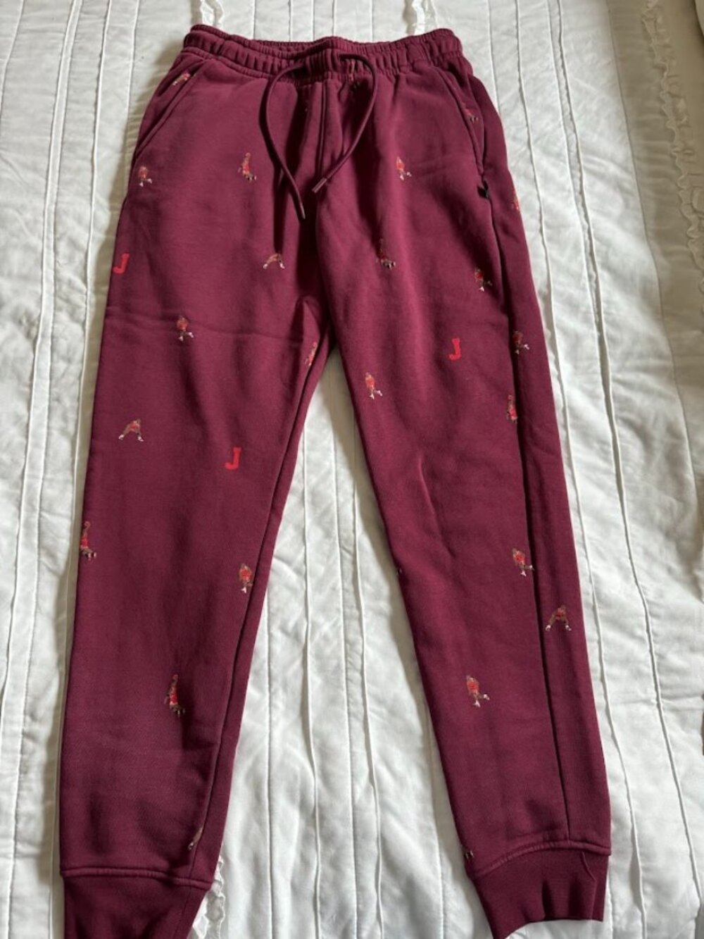 Nike Air Jordan MJ Essentials All Over Print Pants Cherry Wood Red Size Small